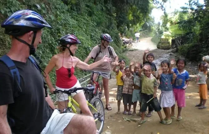Downhill bike tour through Bali